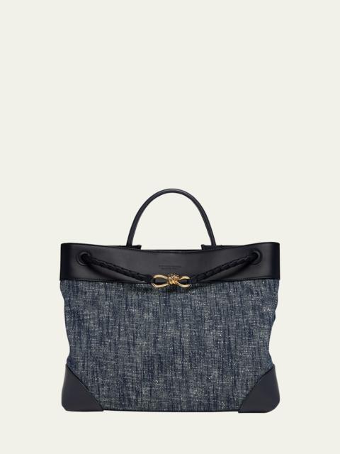 Bottega Veneta Large Andiamo Denim Boucle Crossbody Bag