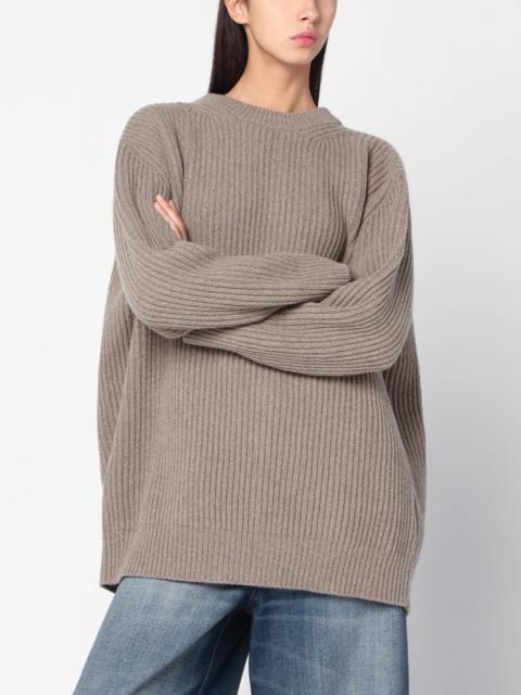 MM6 Maison Margiela Oversized beige ribbed sweater
