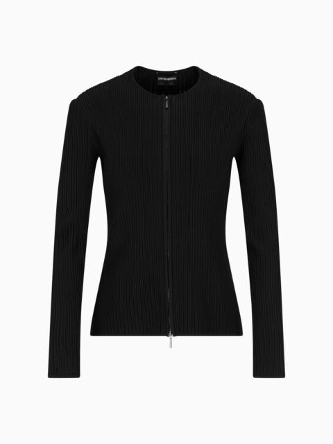 EMPORIO ARMANI PERFORATED OTTOMAN FABRIC JACKET