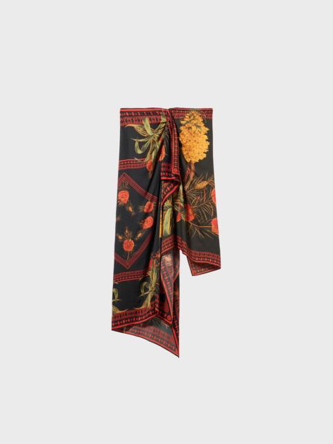 Blumarine ASYMMETRICAL TWILL SARONG SKIRT WITH FOULARD PRINT