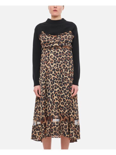 sacai Sacai Women Leopard Print X Knit Dress
