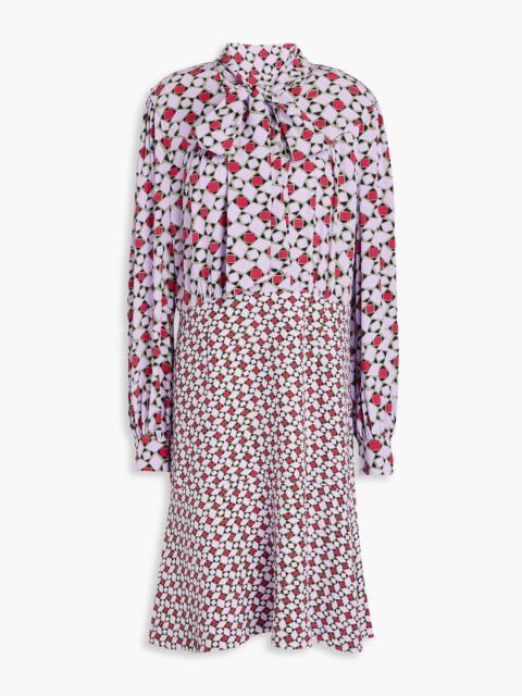 DIANE VON FURSTENBERG Alcina pussy-bow printed crepe dress