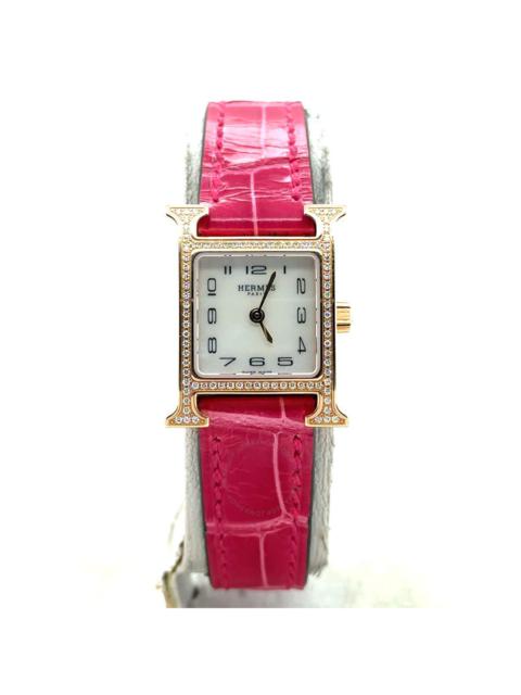 Pre-owned Hermes Heure H Diamond Mother of Pearl Dial Ladies Watch HH1.173