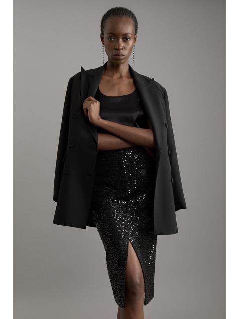 KAREN MILLEN Sequin Tweed Tailored Midi Skirt
