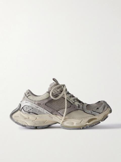 BALENCIAGA Stapler Distressed Mesh And Rubber Sneakers