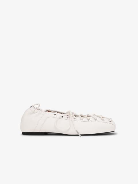 GANNI OFF-WHITE EYELETS LACE UP BALLERINAS