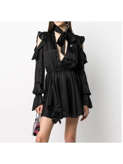 Off-White Off-White Black Ruffled Tie Logo Dress