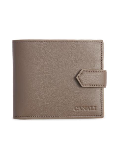Canali Canali Tumbled Calfskin Billfold Wallet in Dark Beige at Nordstrom