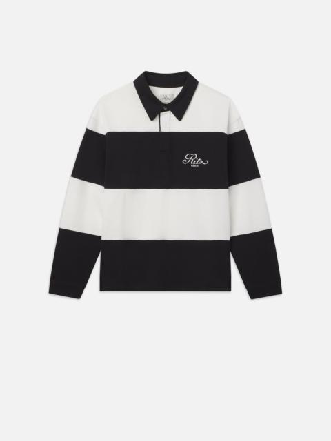 FRAME Ritz Rugby Polo Shirt in Cream/Black