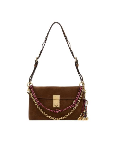 Prada Brown Suede Small Prada Soft Sound Shoulder Bag