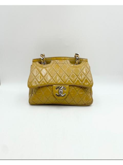 CHANEL Chanel No.12 Mustard Ringle Patent Twin Chain Shoulder Bag