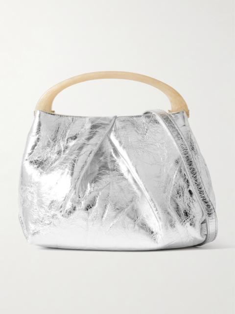 Dries Van Noten Pleated Metallic Crinkled-leather Shoulder Bag