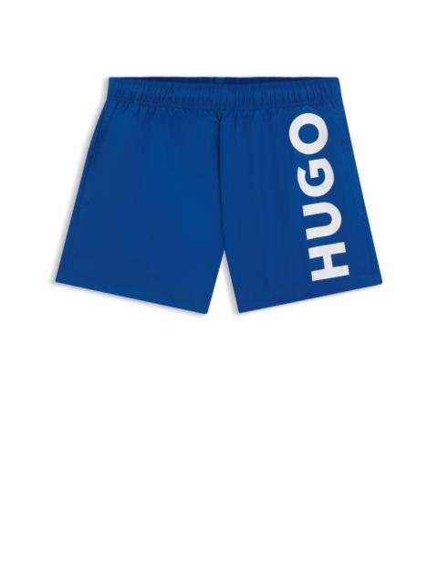 HUGO QUICK-DRY SWIM SHORTS WITH VERTICAL LOGO PRINT