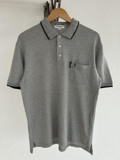 SAINT LAURENT YSL Vintage Pocket Polo Gray Tee