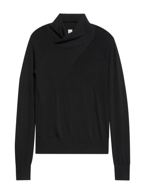 TOTEME TOTEME Merino Wool Crossover Sweater in Black at Nordstrom