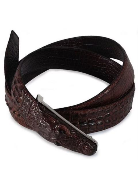 Archival Clothing - Dark chocolate crocodiles design casual belt