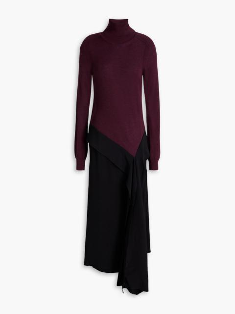 Victoria Beckham Draped crepe and wool turtleneck maxi dress