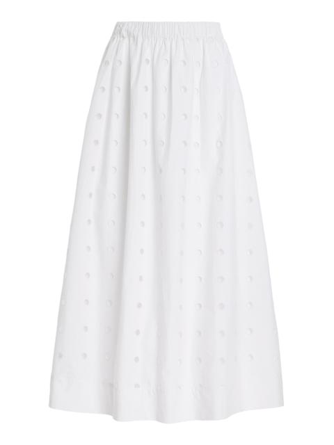 POSSE Peggy Embroidered Maxi Skirt white