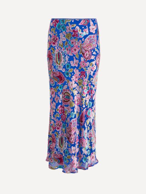 RIXO Ardith Floral Silk-Blend Midi Skirt
