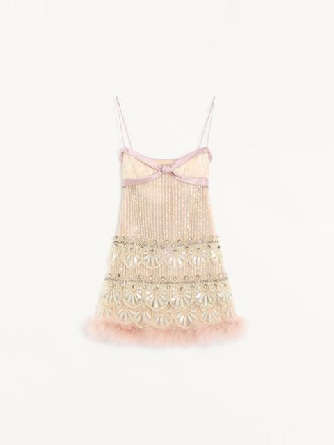 Valentino TULLE ILLUSIONE EMBROIDERED SHORT DRESS