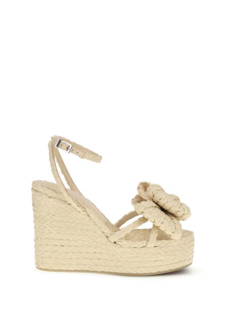MACH & MACH Mach & Mach Le Cadeau Raffia Wedge Sandals