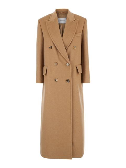 Max Mara Max Mara Women 'Fungo' Long Camel Brown Coat With Peak Revers In Wool Woman