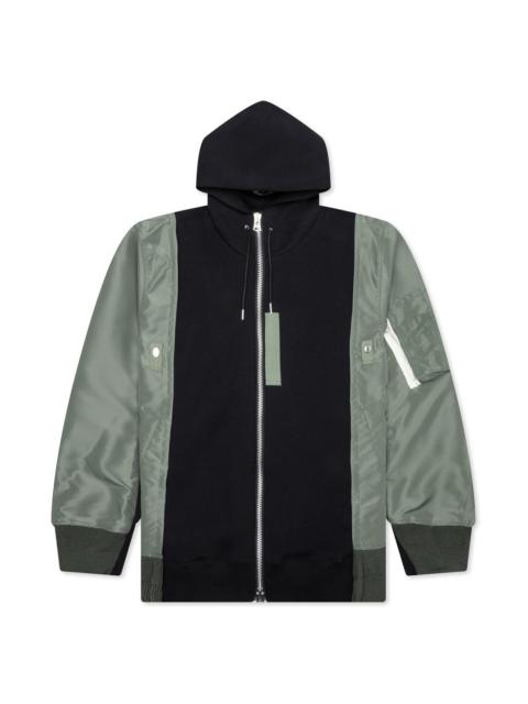sacai NYLON TWILL X SPONGE SWEAT HOODIE - NAVY/KHAKI