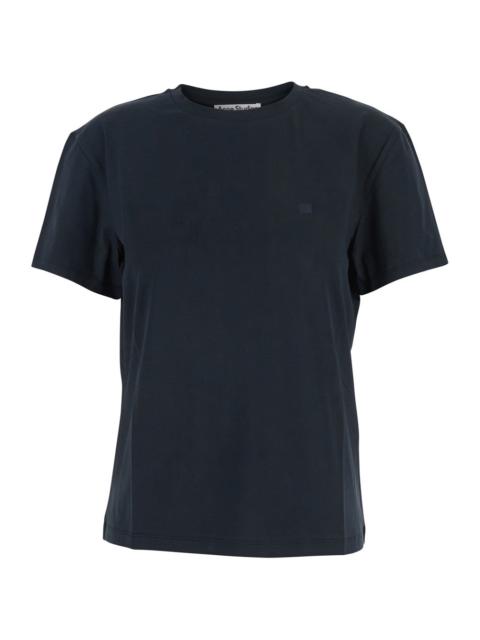 Acne Studios Acne Studios Women Black T-Shirt With Tone-On-Tone Logo Patch On The Front In Women's Cotton