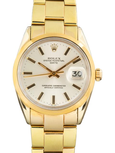ROLEX Vintage Rolex Date Ref 1550 Yellow Gold Shell Silver Dial