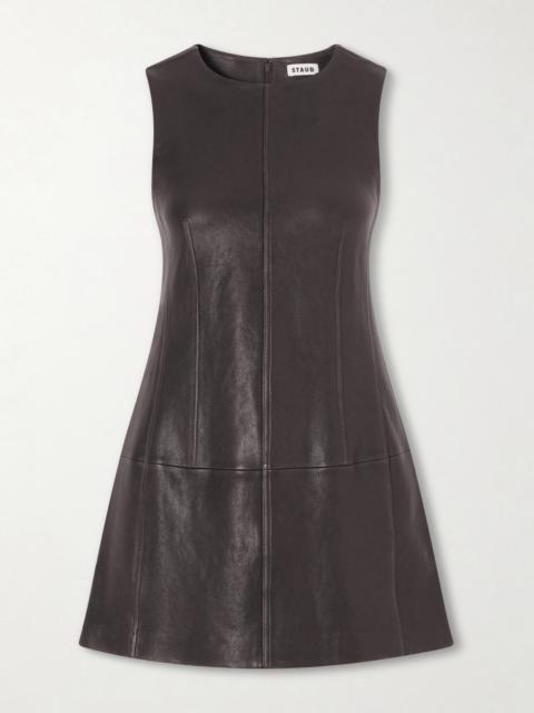 STAUD Binx Leather Mini Dress