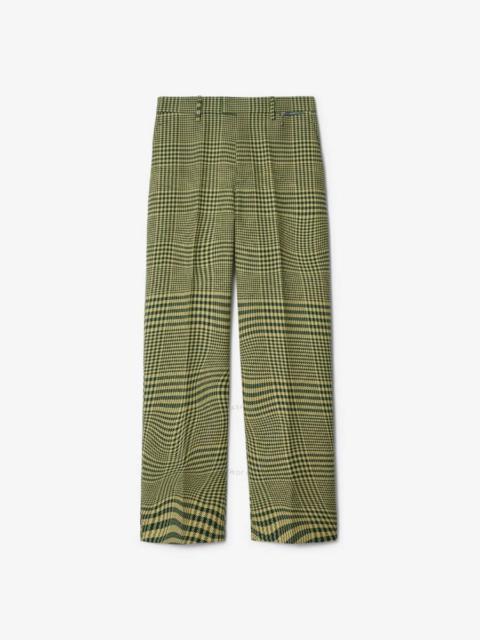 Burberry Warped Houndstooth Pattern Wool Trousers, Brand Size 52 ( Waist Size 35.8 )