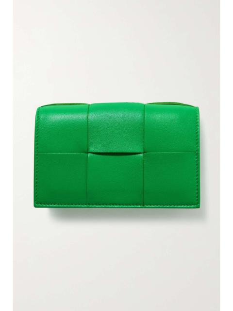Cassette intrecciato leather cardholder