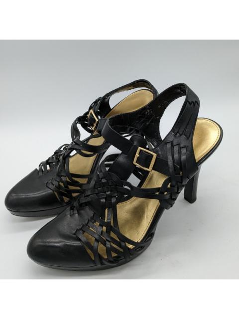 Other Designers Lauren Ralph Lauren Black Leather Weave Closed Toe Heels Women's 8.5M