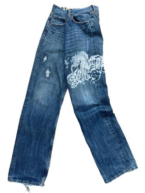 Other Designers Japanese Brand - Vintage Sukajan Dragon Sukajan Wide Denim Jeans 31x32.5
