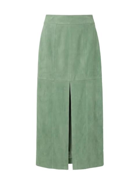 ULLA JOHNSON Orion Suede Pencil Skirt in Aventurine