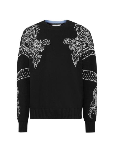 Dragon-embroidered jumper