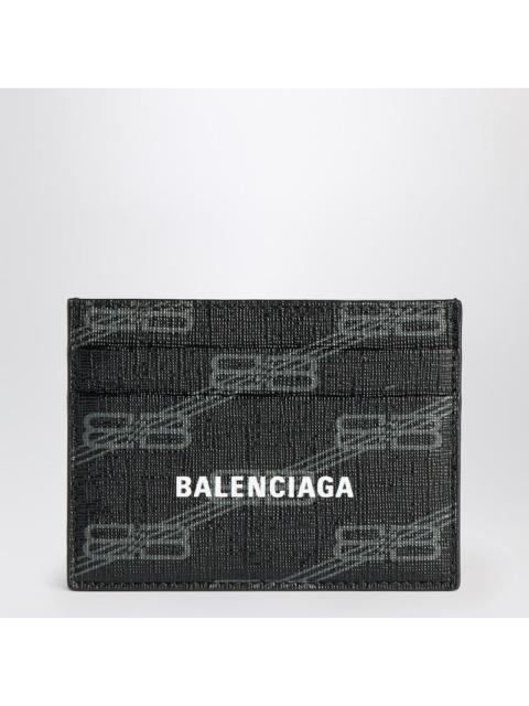 BALENCIAGA Balenciaga Signature Card Holder In Black And Grey Bb Monogram Coated Canvas Men
