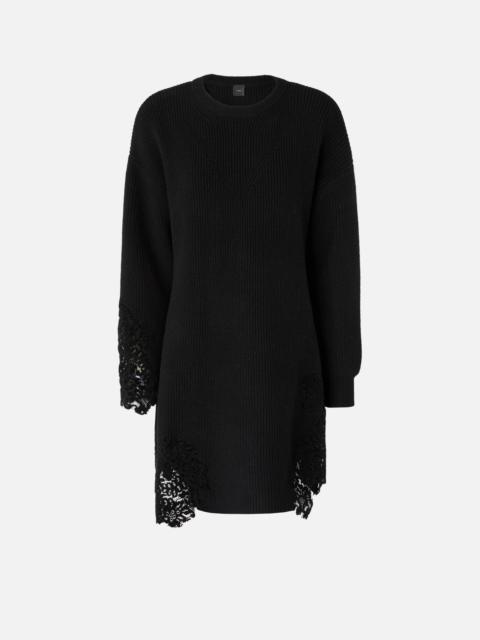PINKO KNIT MINI DRESS WITH LACE