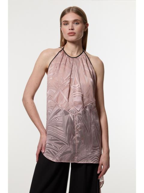 KAREN MILLEN Amelia Graham Petite Burnout Halter Neck Asymmetric Tunic