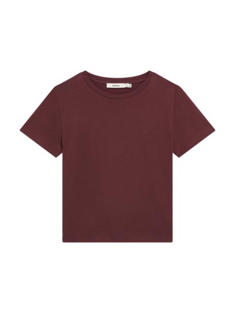 PANGAIA Womens Cotton-Stretch Slim T-Shirt - Chestnut Maroon