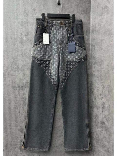 Louis Vuitton Louis Vuitton LV three-flower embroidered logo jeans