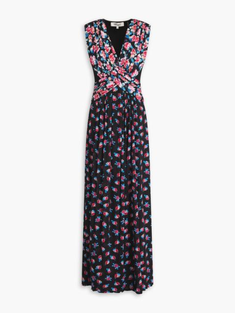 DIANE VON FURSTENBERG Marika pleated floral-print jersey maxi dress