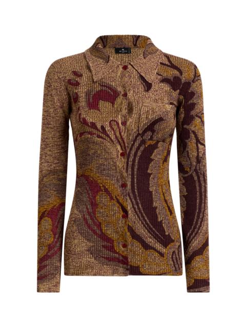 Etro Paisley-Printed Wool Knit Shirt neutral