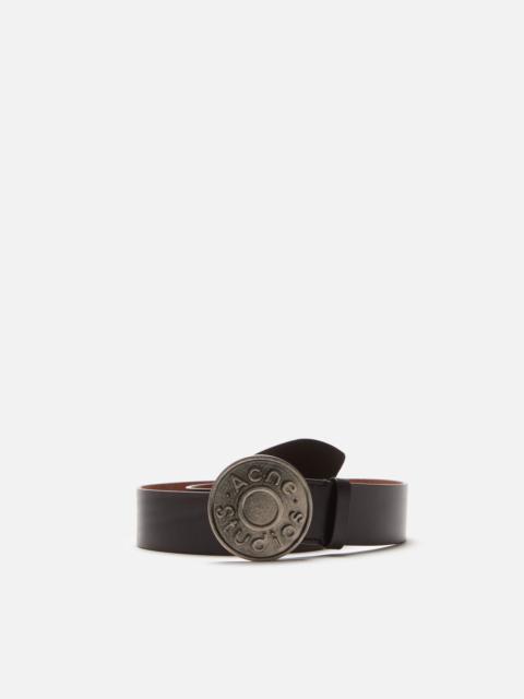 Acne Studios Logo leather belt - Black/camel
