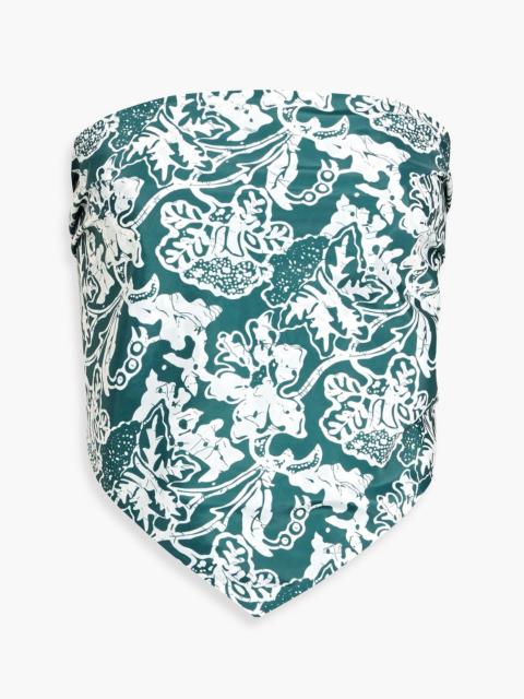 Tibi Strapless printed satin top