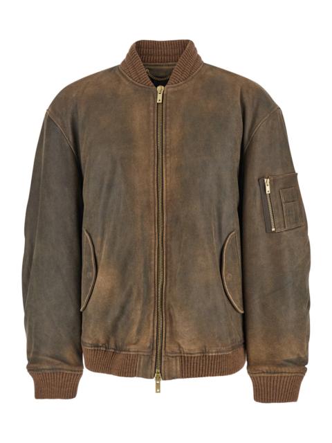 Golden Goose Golden Goose Women Brown Jacket With Sleeve Pocket And Distressed Effects In Leather Woman