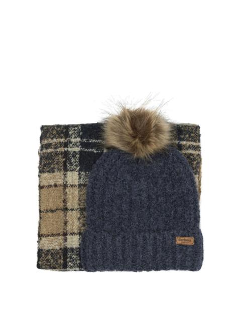 Barbour Barbour Saltburn Scarf And Beanie Set Grey