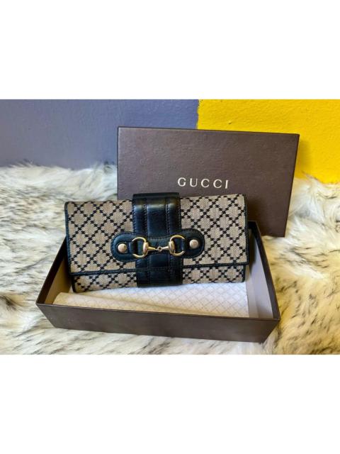 GUCCI Authentic Gucci Diamante Canvas Horsebit Continental Wallet