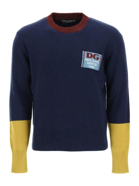 Dolce & Gabbana Wool Sweater With Logo Patch Men