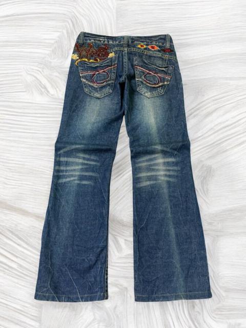 Flared Red Pepper Embellished Mud Wash Embroidered Jeans